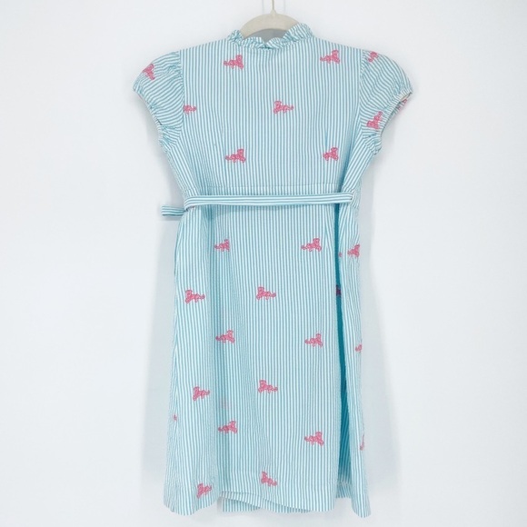 LILLY PULITZER BLUE SEERSUCKER STRIPED DRESS WITH TIGERS - Picture 3 of 9